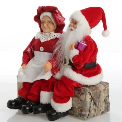 Mr & Mrs Claus with Presents Sitting on Log Christmas Ornament Christmas Ornaments|