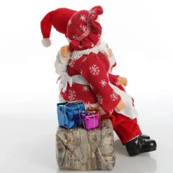 Mr & Mrs Claus with Presents Sitting on Log Christmas Ornament Christmas Ornaments|