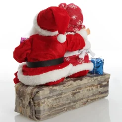 Mr & Mrs Claus with Presents Sitting on Log Christmas Ornament Christmas Ornaments|