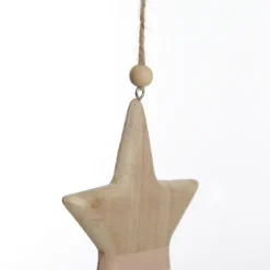 Natural and White Wooden Stars with Tassels Tree Decorations - Set of 2 Christmas Tree Decorations|