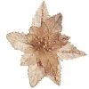 Natural Burlap Poinsettia Flower Clip with Beads Christmas Flowers|