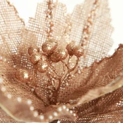 Natural Burlap Poinsettia Flower Clip with Beads Christmas Flowers|