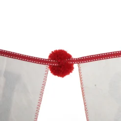 Natural Linen and Red Merry Christmas Bunting with Pom Poms Tree Garlands|