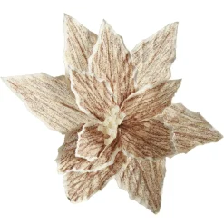 Natural Poinsettia Flower Clip with White Trim Christmas Flowers|