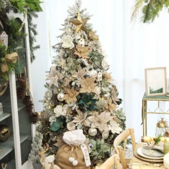 Natural Poinsettia Flower Clip with White Trim Christmas Flowers|