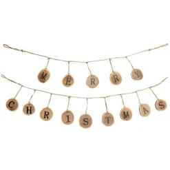 Natural Wood Merry Christmas Garland Tree Garlands|