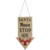 Natural Wood Santa Please Stop Here Arrow Sign - Red Reindeer Diy Wreaths|