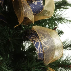 Navy and Gold Glitter Deluxe Tree Topper Bow with Streamers Tree Toppers|