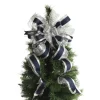 Navy Blue and Silver Deluxe Tree Topper Bow with Streamers Tree Toppers|