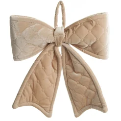Nude Pink Padded Quilted Velvet Bow Christmas Bells And Bows|