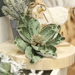 Olive Green Velvet Magnolia Flower Clip Christmas Flowers|