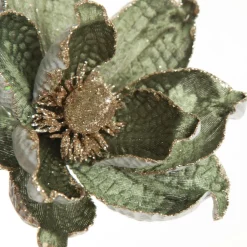 Olive Green Velvet Magnolia Flower Clip Christmas Flowers|