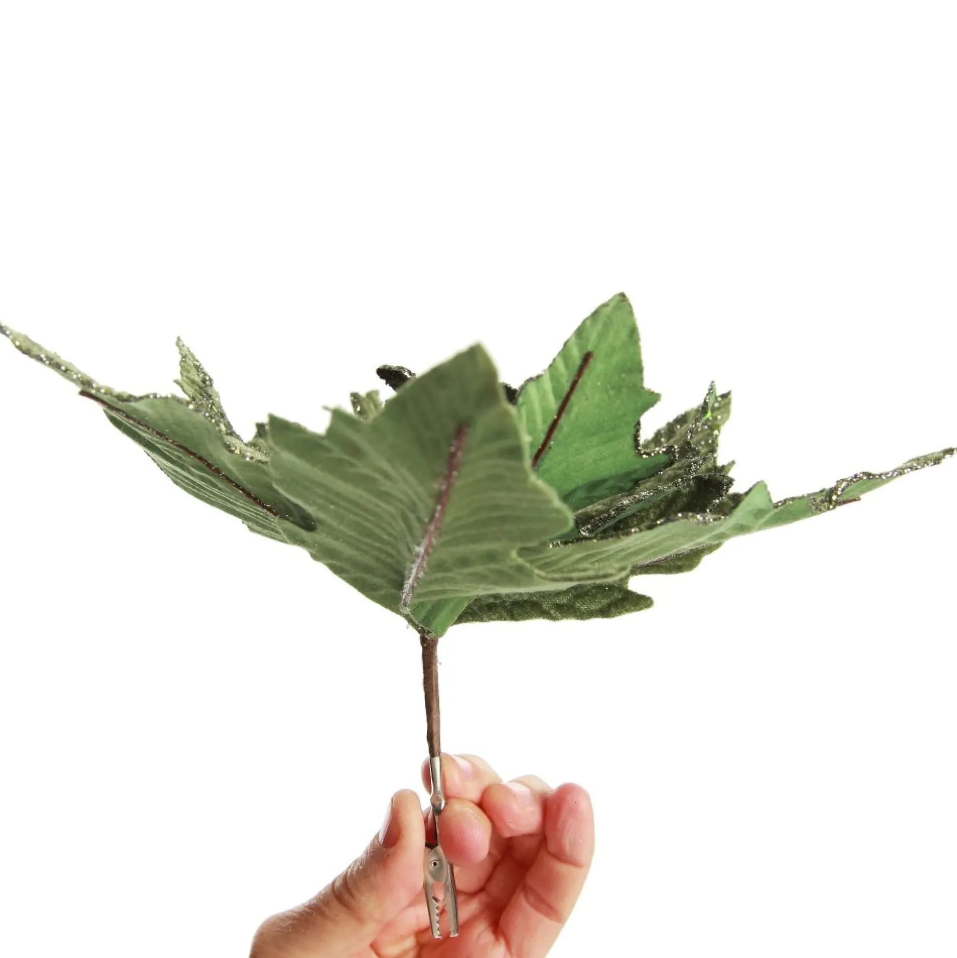 Olive Green Velvet Poinsettia Flower Clip Christmas Flowers|