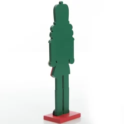 Painted Green Drummer Plywood Nutcracker Christmas Ornament on Base Christmas Nutcrackers|