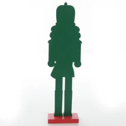 Painted Green Drummer Plywood Nutcracker Christmas Ornament on Base Christmas Nutcrackers|