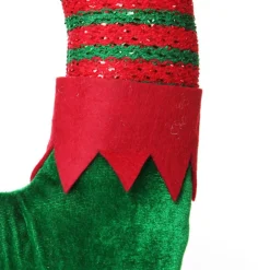Pair of Red and Green Striped Christmas Elf Legs - Large Christmas Tree Picks|