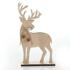 Pair of Wooden Reindeer Cutout Ornaments Christmas Birds And Animals|