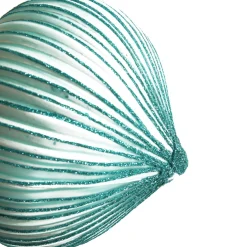 Pale Blue Glass Ribbed Onion Christmas Bauble Decorative Christmas Baubles|