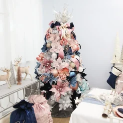 Pale Blue Glass Ribbed Onion Christmas Bauble Decorative Christmas Baubles|