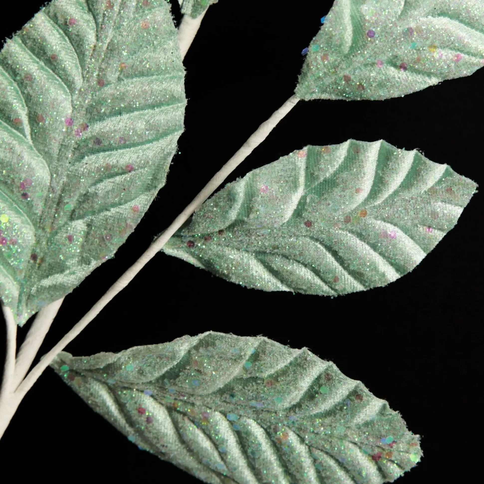 Pale Blue Glitter Leaf Spray Christmas Sprays|