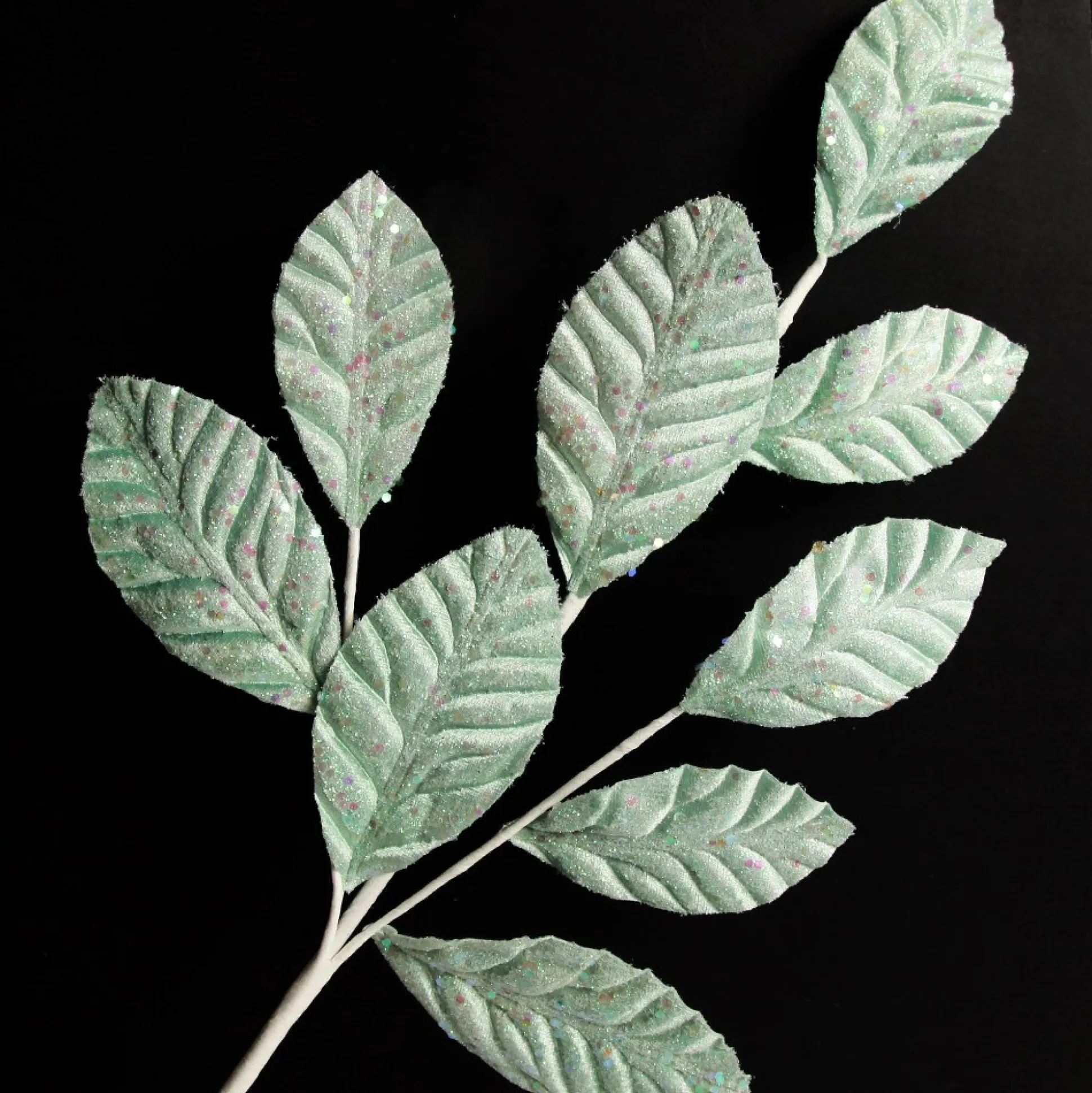 Pale Blue Glitter Leaf Spray Christmas Sprays|