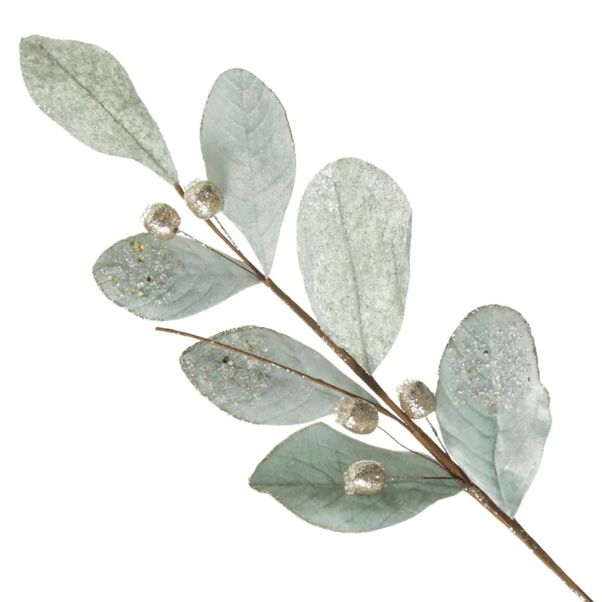 Pale Blue Mixed Leaf Christmas Spray with Beads Christmas Sprays|