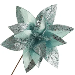 Pale Blue Velvet Lily Flower Stem Christmas Flowers|