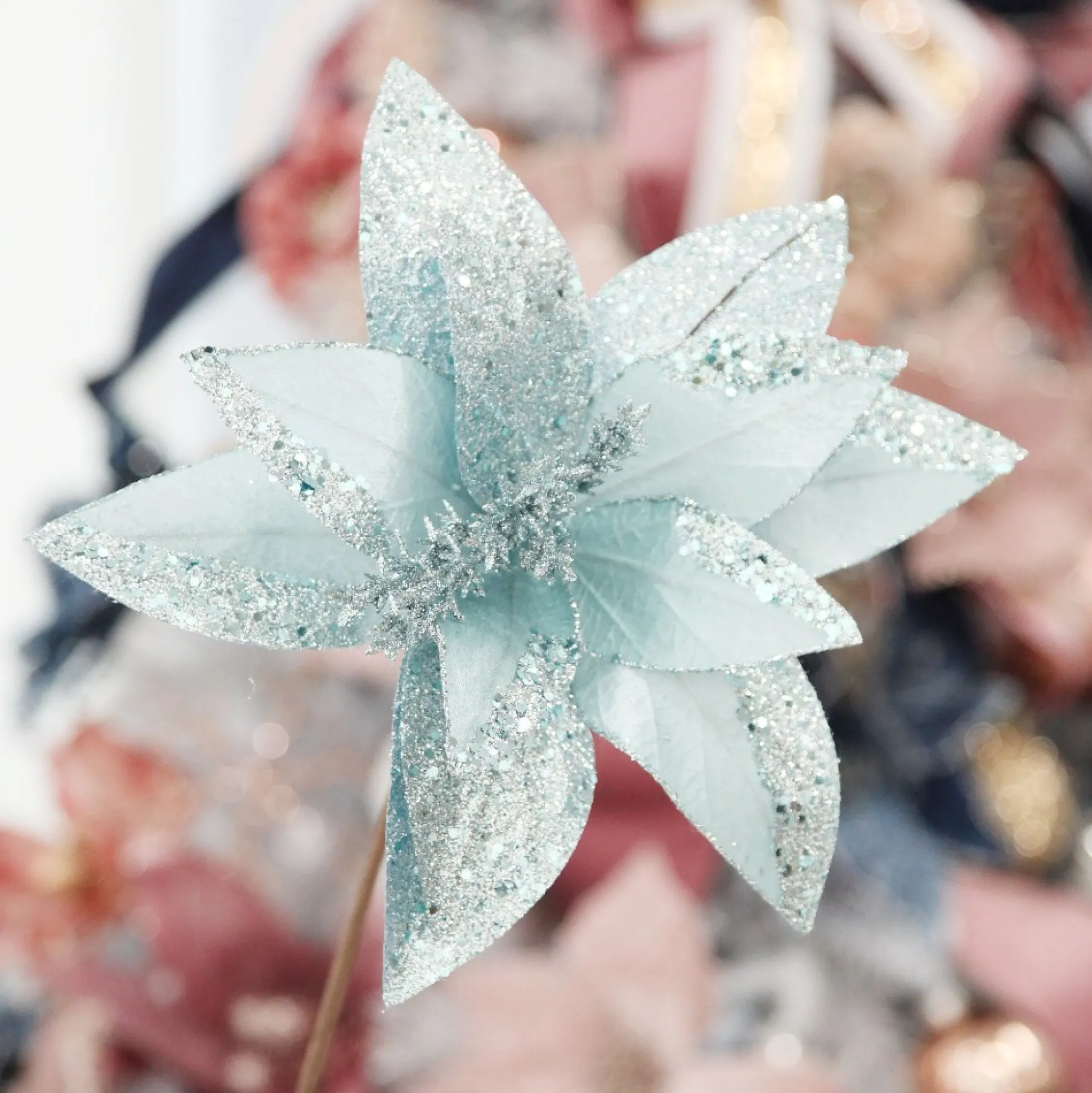 Pale Blue Velvet Lily Flower Stem Christmas Flowers|