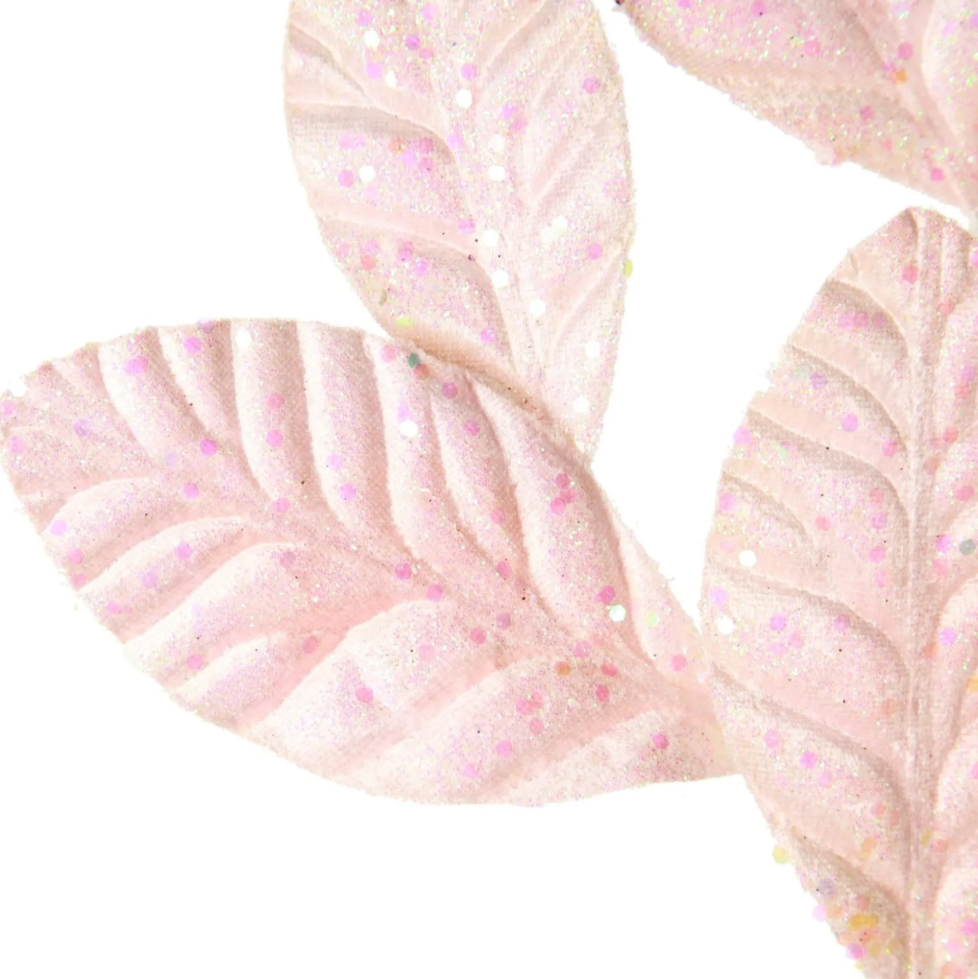 Pale Pink Glitter Leaf Spray Christmas Sprays|