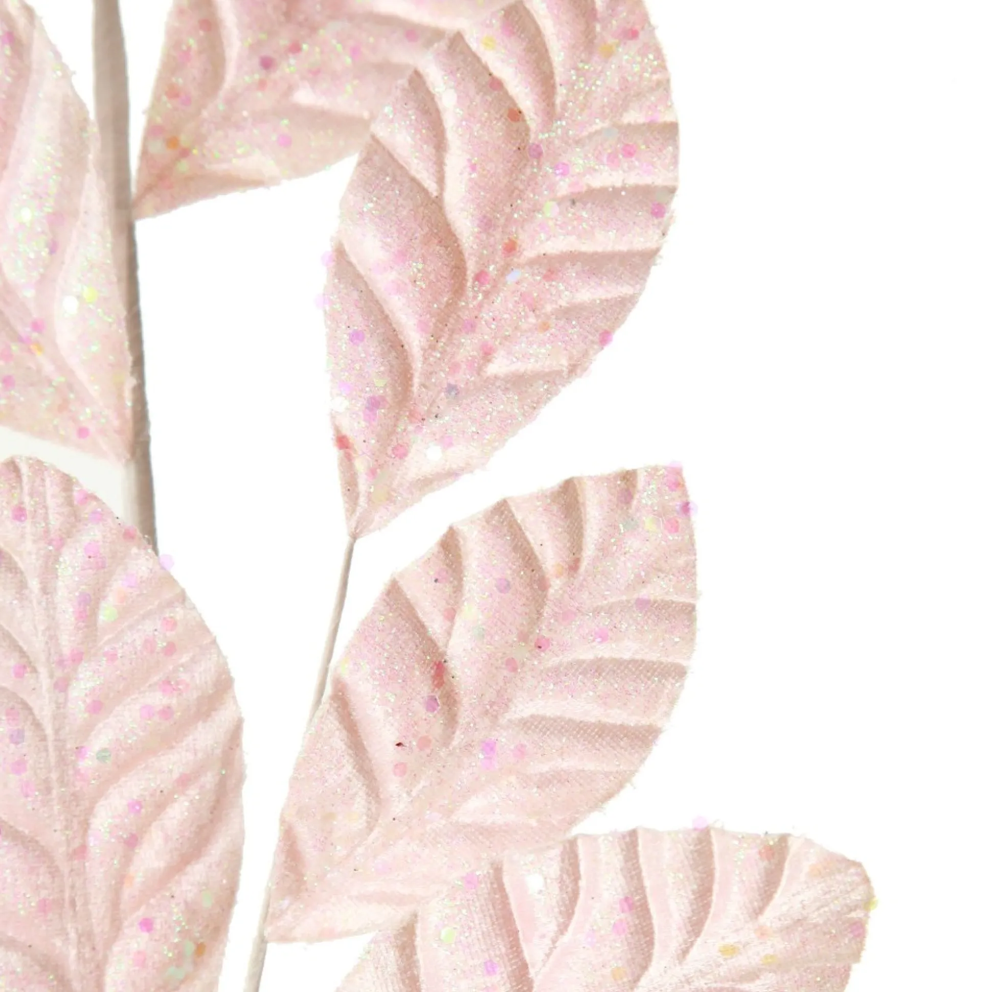 Pale Pink Glitter Leaf Spray Christmas Sprays|