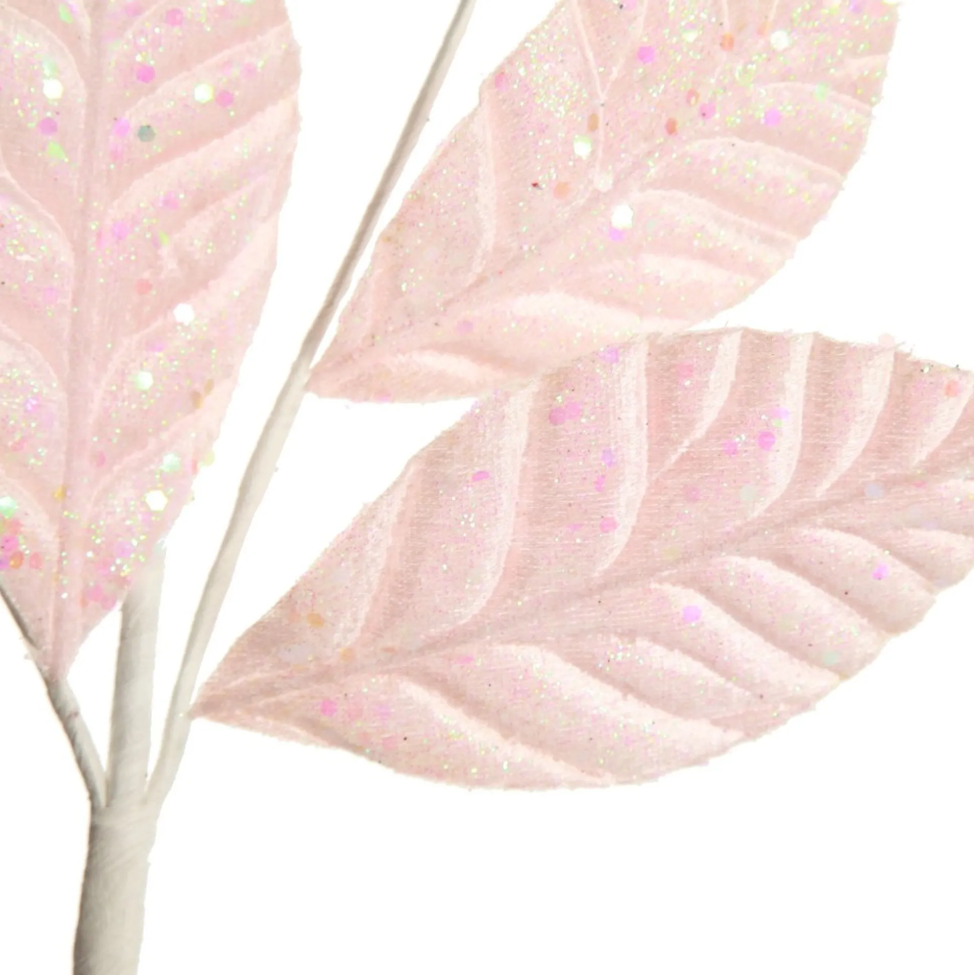 Pale Pink Glitter Leaf Spray Christmas Sprays|