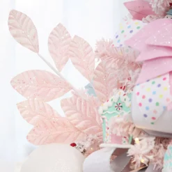 Pale Pink Glitter Leaf Spray Christmas Sprays|