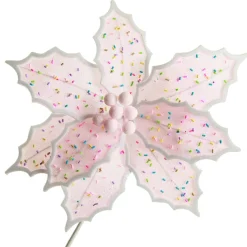 Pale Pink Poinsettia Flower Stem with Multicoloured Sprinkles Christmas Flowers|