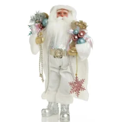 Pastel and White Santa Christmas Ornament Christmas Figurines|
