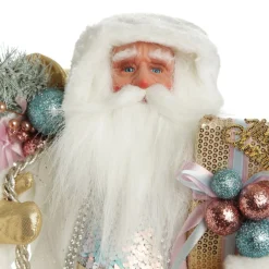 Pastel and White Santa Christmas Ornament Christmas Figurines|