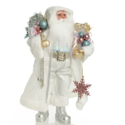 Pastel and White Santa Christmas Ornament Christmas Figurines|