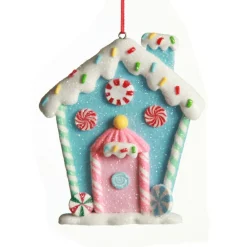 Pastel Blue Candy Gingerbread House Tree Decoration Christmas Tree Decorations|