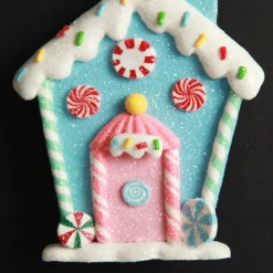 Pastel Blue Candy Gingerbread House Tree Decoration Christmas Tree Decorations|