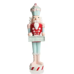 Pastel Nutcracker Ornament holding Merry Christmas Sign Christmas Nutcrackers|