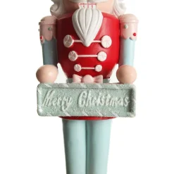 Pastel Nutcracker Ornament holding Merry Christmas Sign Christmas Nutcrackers|