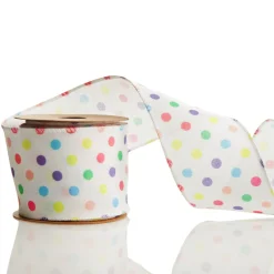 Pastel Polka Dot Ribbon with Wired Edge Ribbons|