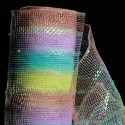 Pastel Stripe Metallic Thread Decomesh Roll Decomesh|