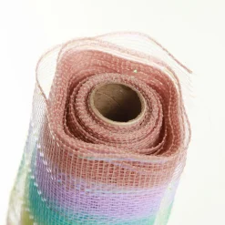 Pastel Stripe Metallic Thread Decomesh Roll Decomesh|