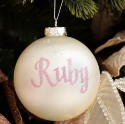 Pearl Glass Personalised Christmas Bauble Personalised Baubles|