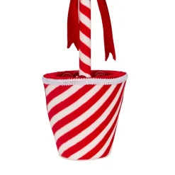 Peppermint Velvet Lollipop in Candy Cane Stripe Topiary Pot Christmas Ornaments|