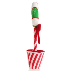 Peppermint Velvet Lollipop in Candy Cane Stripe Topiary Pot Christmas Ornaments|