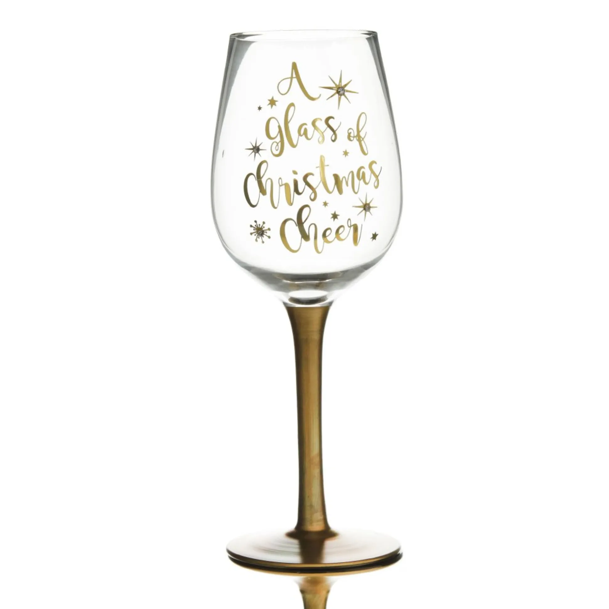 Personalised 'A Glass of Christmas Cheer' Wine Glass Gold Stem Christmas Wine Glasses And Mugs|