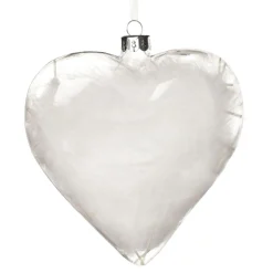 Personalised Angel Wings Feather Glass Heart Memorial Baubles|