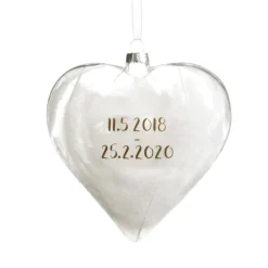 Personalised Angel Wings Feather Glass Heart Memorial Baubles|