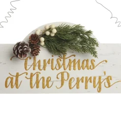 Personalised Arched Country Christmas Wood Plaque with White Berry Christmas Plaques|